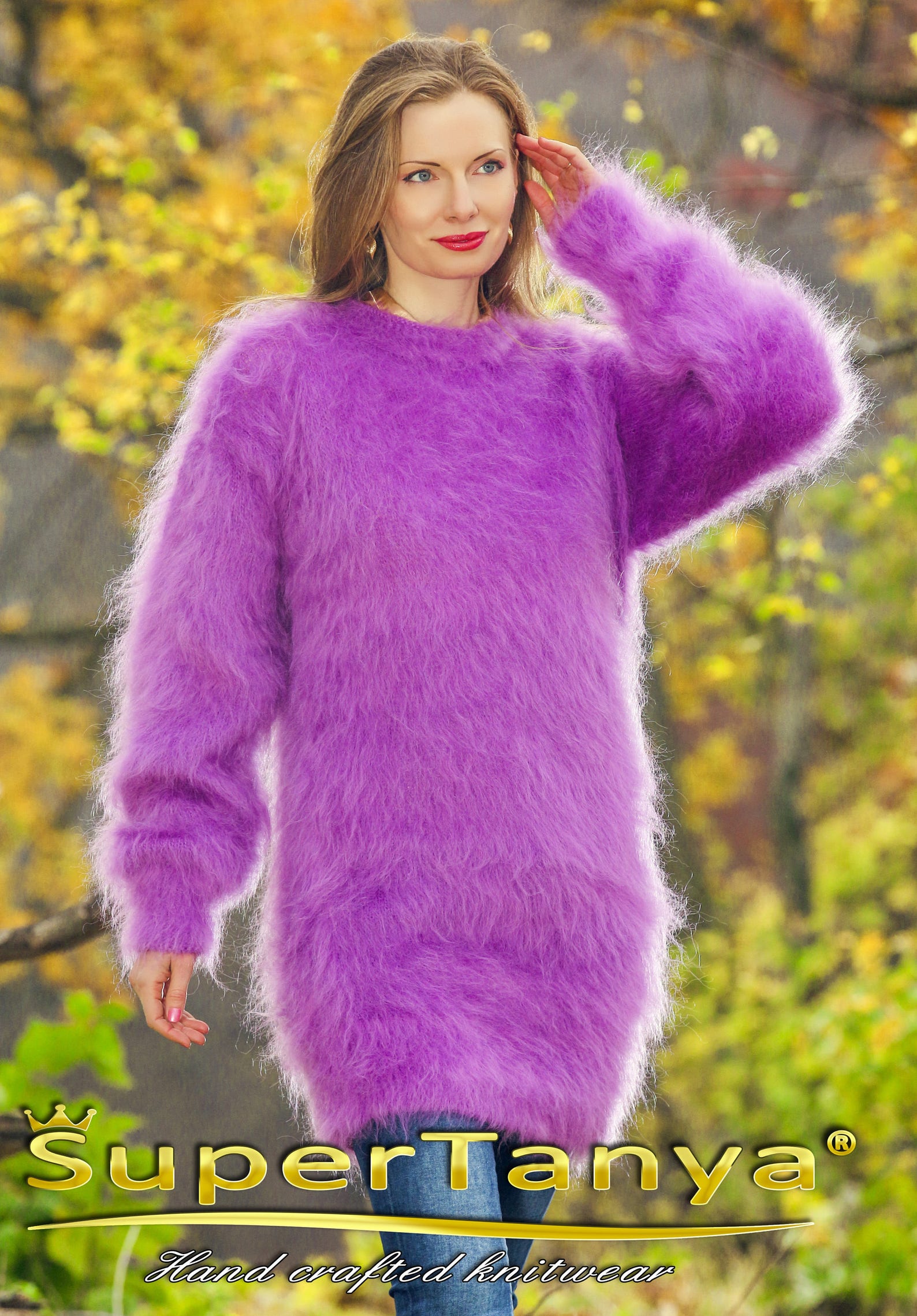 Fuzzy Purple Long Mohair Light Sweater Dress by SUPERTANYA - Etsy