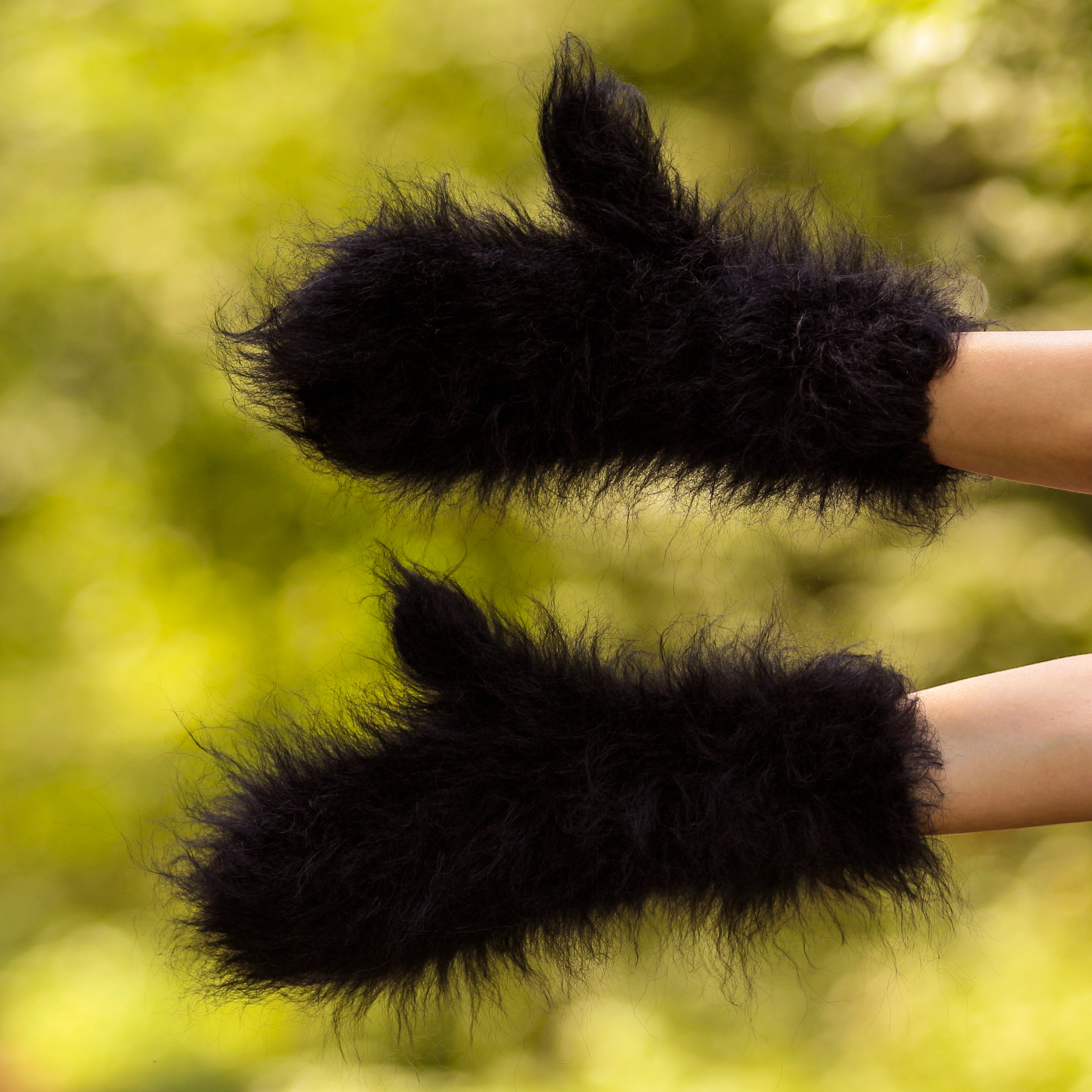 Handmade mohair mittens by SuperTanya, handmade fluffy hand warmers, ready to ship, one size