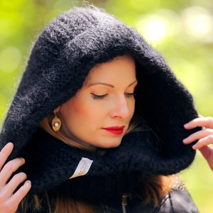 SuperTanya thick black hood hat turtleneck scarf heavy warm balaclava READY TO SHIP