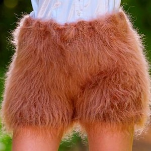 Fuzzy brown mohair shorts fluffy short pants by SuperTanya - ready to ship, one size