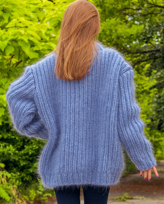 Blue Thick Mohair Sweater With Separate Turtleneck by Supertanya