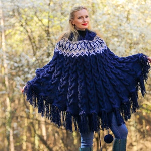 One of kind SuperTanya ski wool poncho