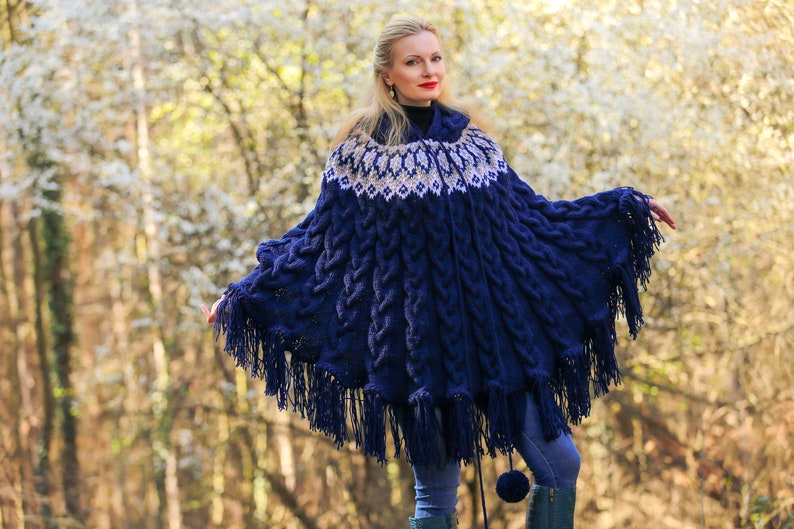 One of kind SuperTanya ski wool poncho