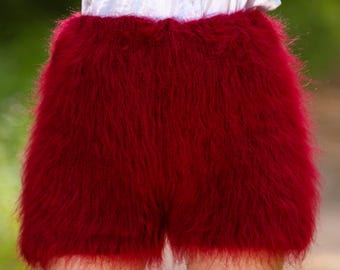 Fuzzy Blue Mohair Shorts Fluffy Short Pants by Supertanya - Ready