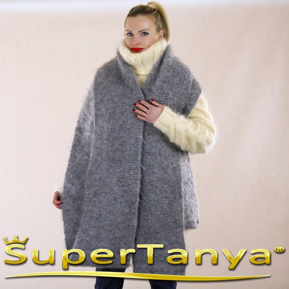 Extra Long Mohair Scarf Hand Knitted Soft Fuzzy Shawl Supertanya