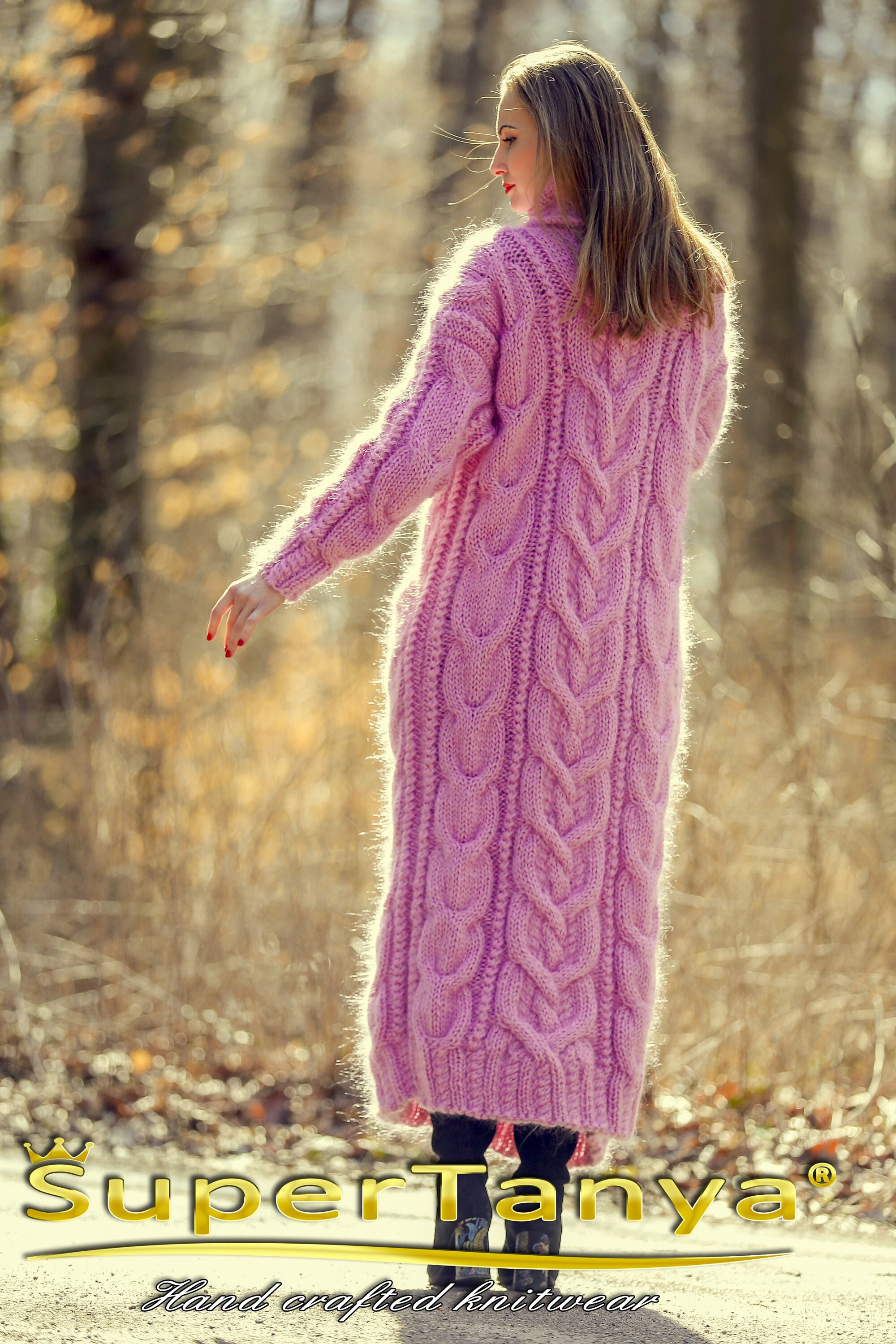 Luxurious Pink Mohair Cardigan Designer Handmade Fuzzy