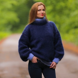 SuperTanya mohair sweater with double turtleneck handmade thick pullover *** MADE TO ORDER ***