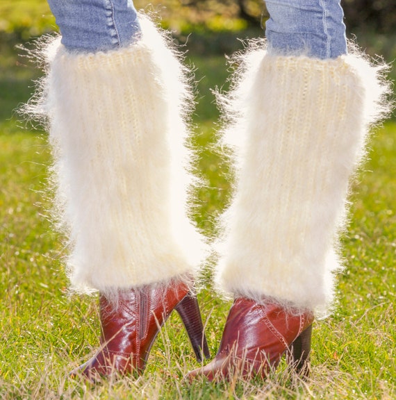 Fuzzy Mohair Spats Fluffy Gaiters Bespoke Fluffy Leg Warmers by Supertanya  -  Canada