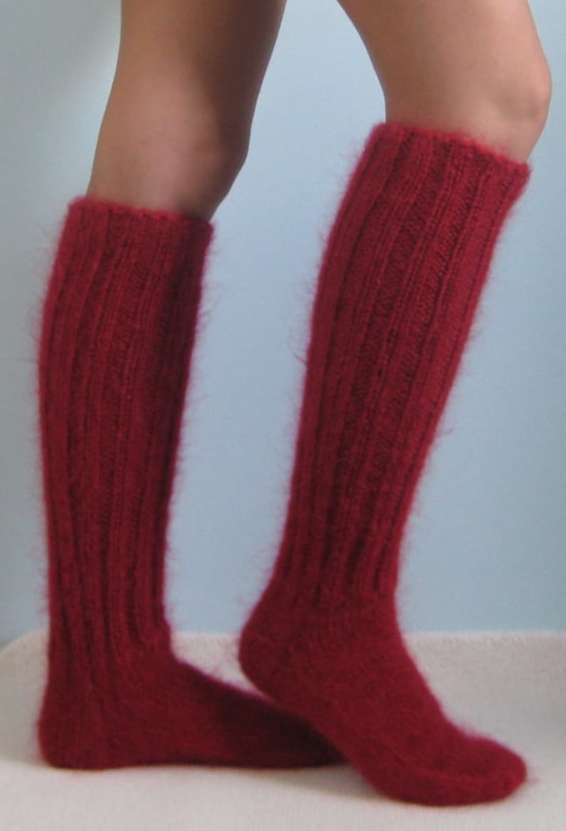 Fuzzy Long Mohair Socks Thick Hand Knitted Leg Warmers by Etsy Canada