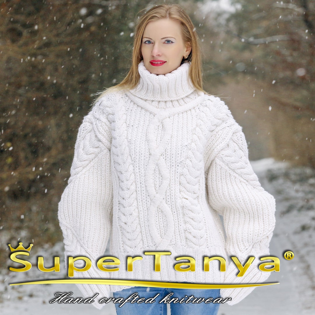 White Merino Wool Yarn Sweater Hand Knitted Pullover by - Etsy