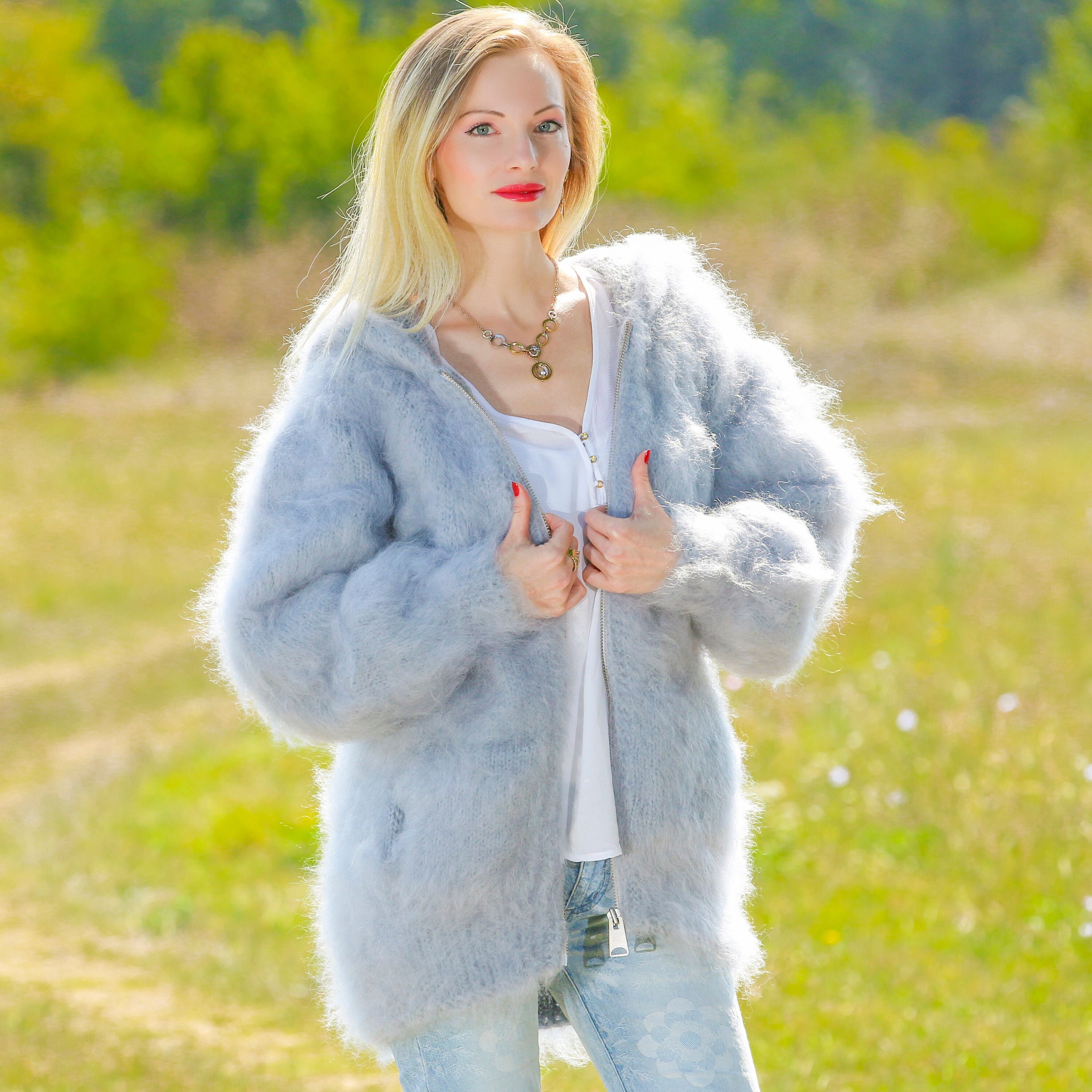 fuzzy zipper sweater