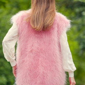 SuperTanya fuzzy pink mohair vest with zipper ready to ship size L-XL image 4