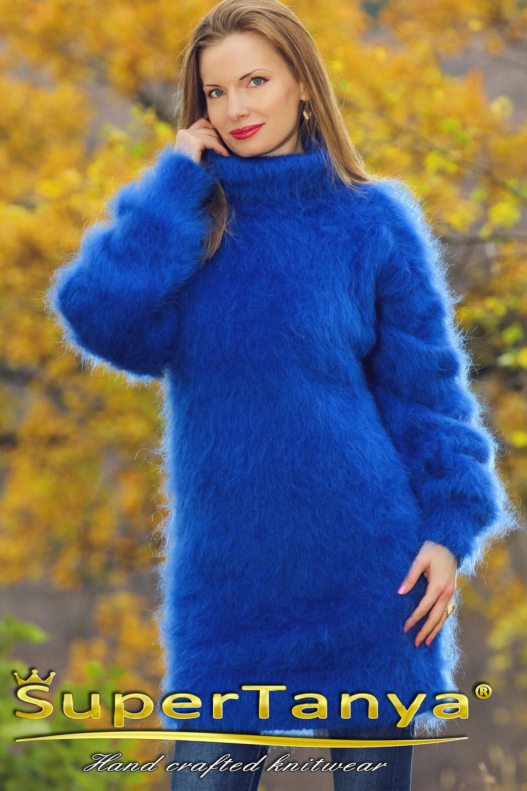 Fuzzy Blue Long Mohair Light Sweater Dress by SUPERTANYA - Etsy
