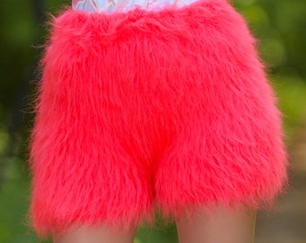 Fuzzy Blue Mohair Shorts Fluffy Short Pants by Supertanya - Ready
