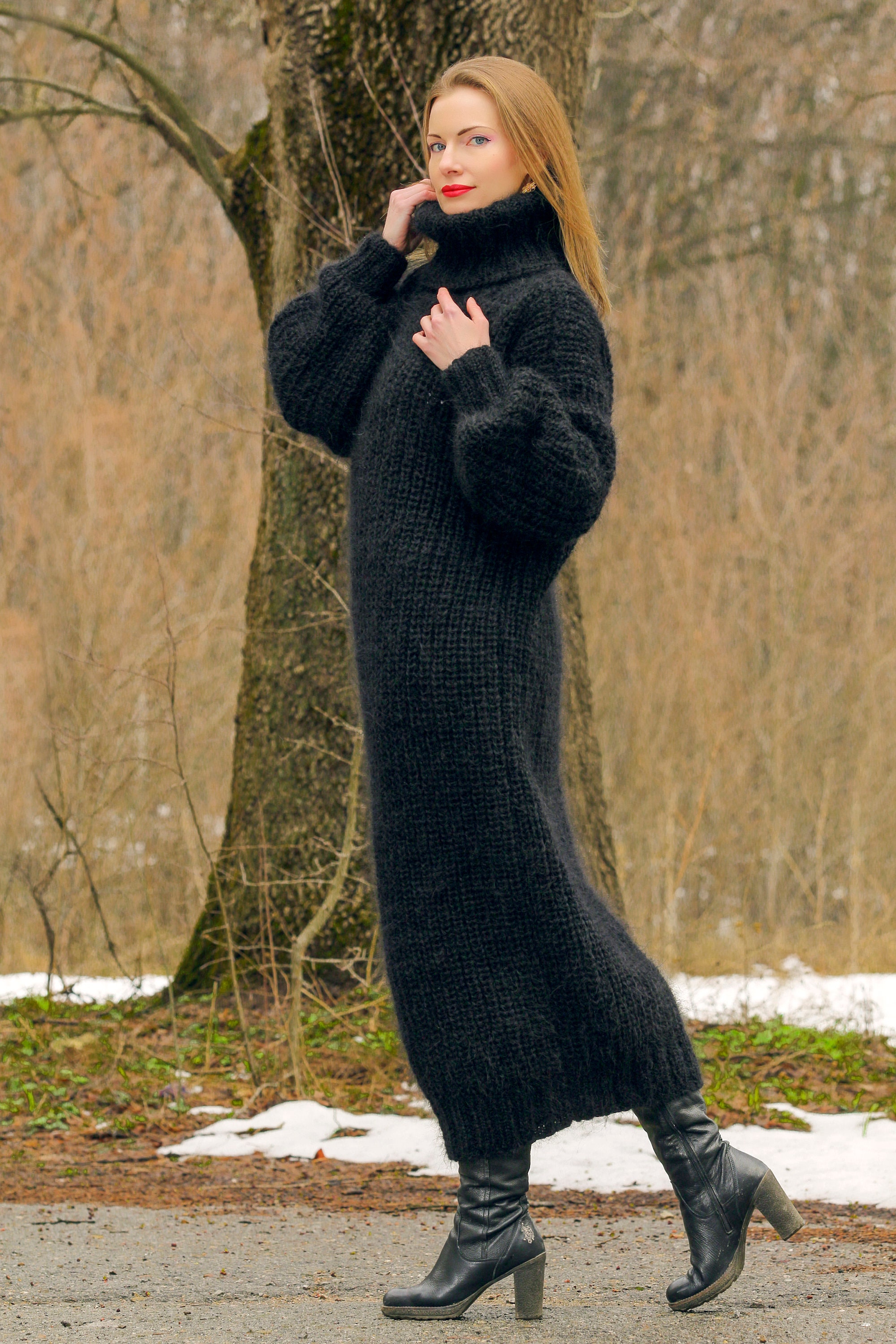 knee length dresses for ladies Buy Mocha Mousse Woollen Suede Stretchable Aline Dress main image 0