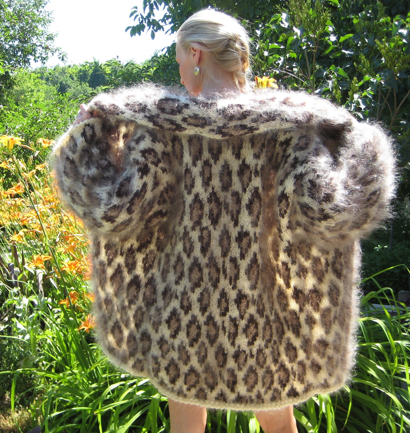 Leopard Pattern Sweaters Leopard Mohair Sweater Coat, Leopard Pattern Sweater Cardigan, Fuzzy ...