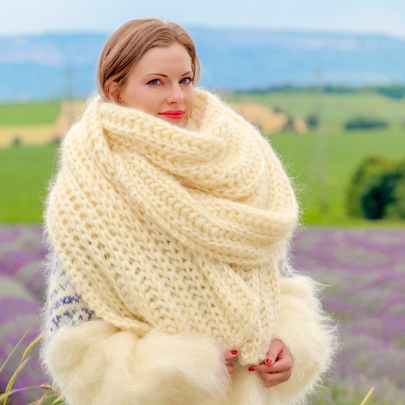 Extra Long Hand Knitted Mohair Scarf, Supertanya Luxury Knitwear