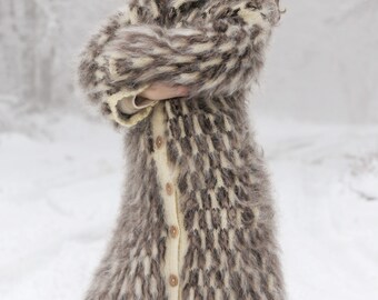 Exclusive Mohair Cardigan Leopard Style One of a Kind Long Mohair