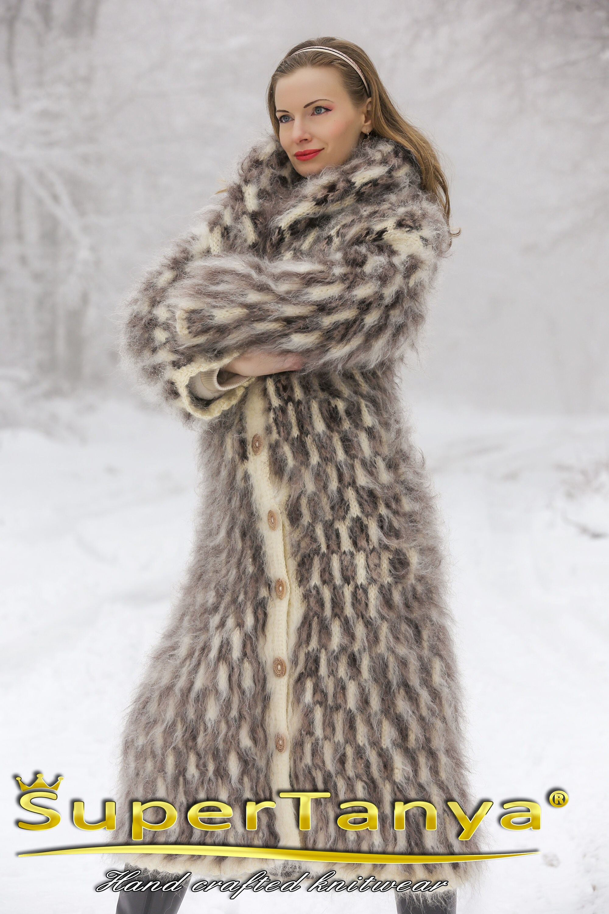 Exclusive Mohair Cardigan Leopard Style One of a Kind Long Mohair