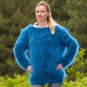 Mohair Sweater With Cowlneck Hand Knitted Fluffy Mohair - Etsy
