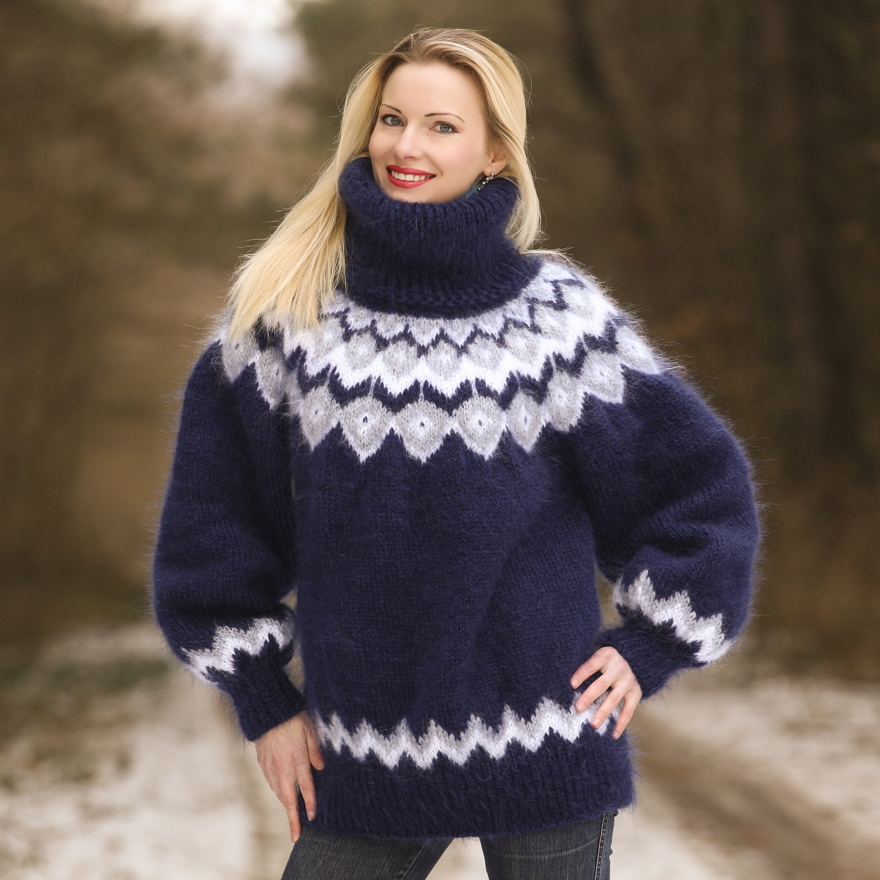 Icelandic Hand Knit Mohair Sweater Fuzzy Sweater Nordic Hand