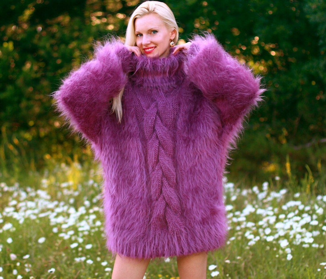 Custom Cable Knit Fuzzy Mohair Sweater Long Sweater Dress By Etsy