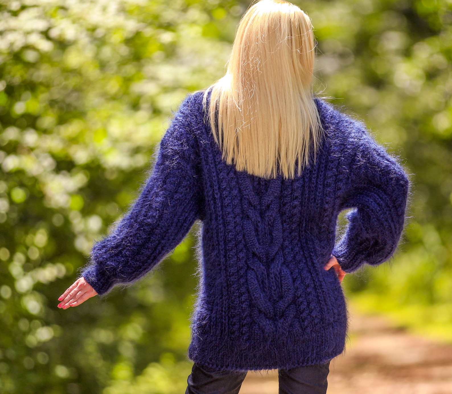 Cable Knit Shawl Collar Mohair Sweater Hand Knitted Fuzzy Etsy