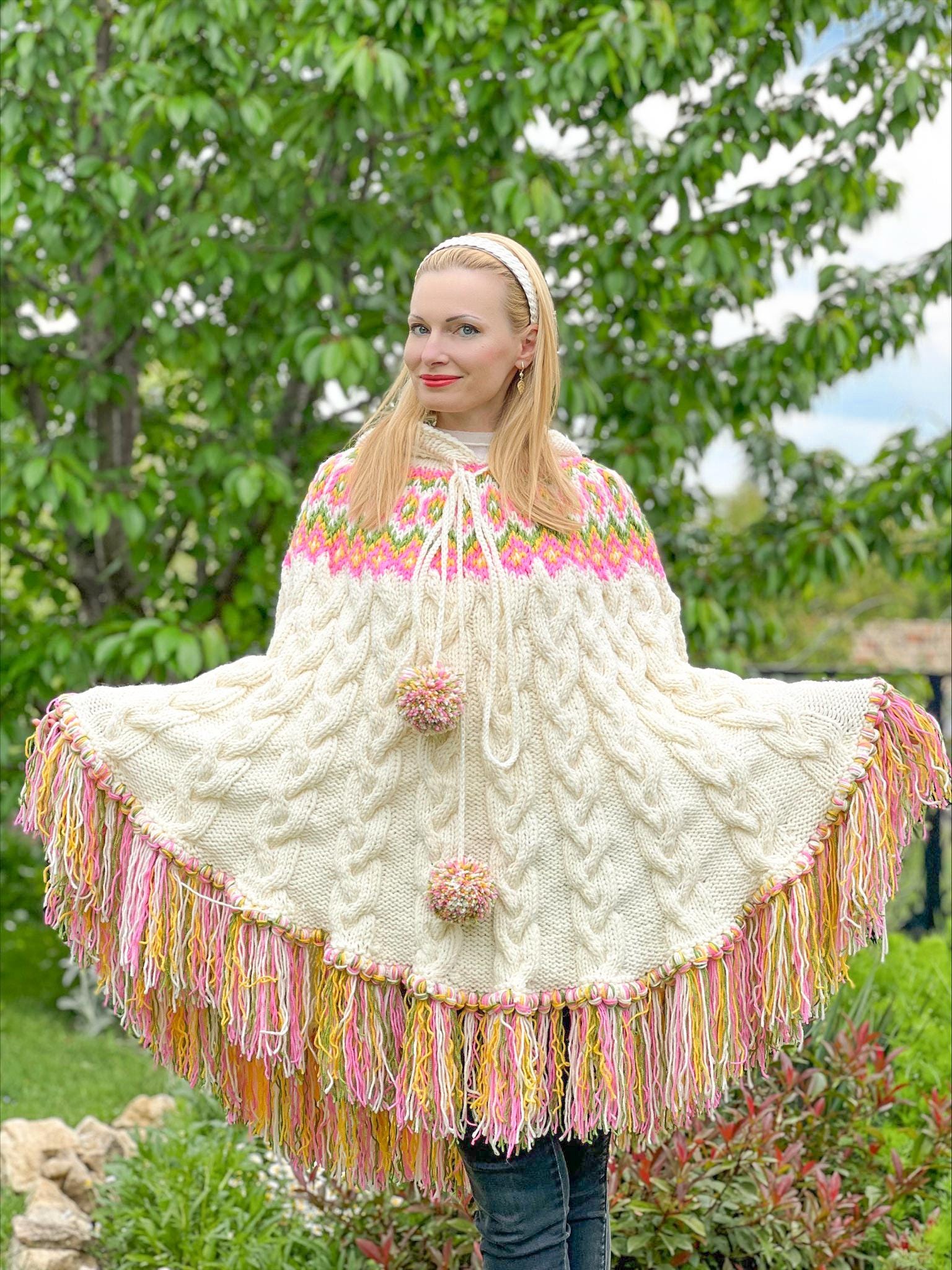 Hand Knit Wool Poncho - Luxurious Unique Handmade - Etsy
