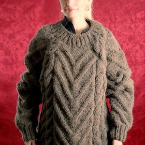 Chunky wool sweater cable knit thick pullover hand knitted pullover by SuperTanya