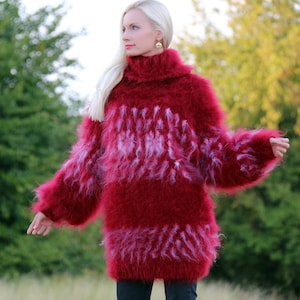 Icelandic mohair sweater, thick fuzzy hand knitted pullover, Norwegian jumper, SuperTanya premium knitwear, made to order