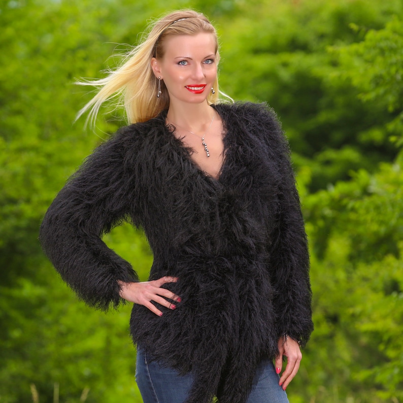 fuzzy wrap sweater