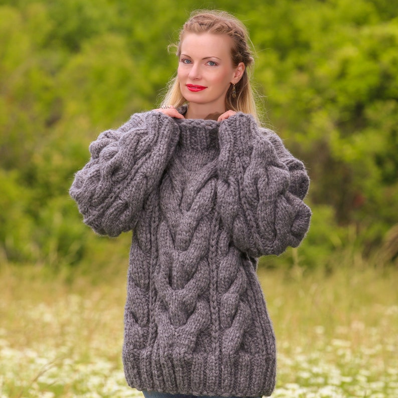 Thick Chunky Wool Sweater Hand Knitted Wool Sweater Soft Warm - Etsy