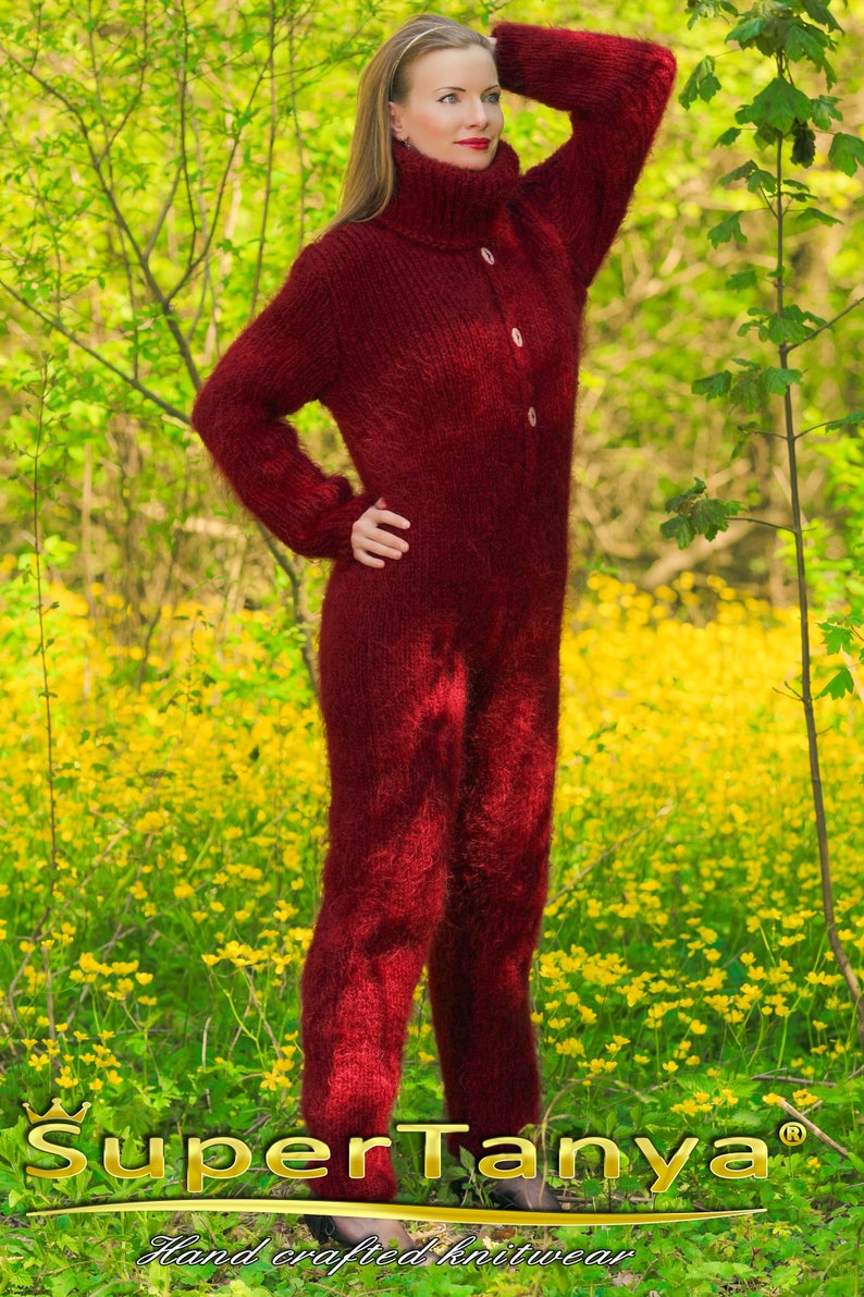 S M size Red fuzzy mohair bodysuit by SuperTanya on sale