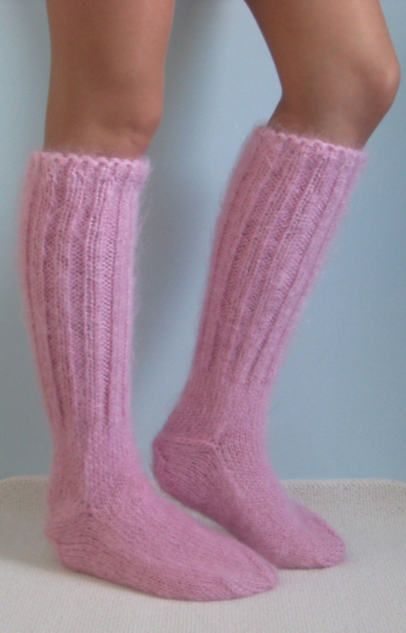 Fuzzy Long Mohair Socks Thick Hand Knitted Leg Warmers by Etsy