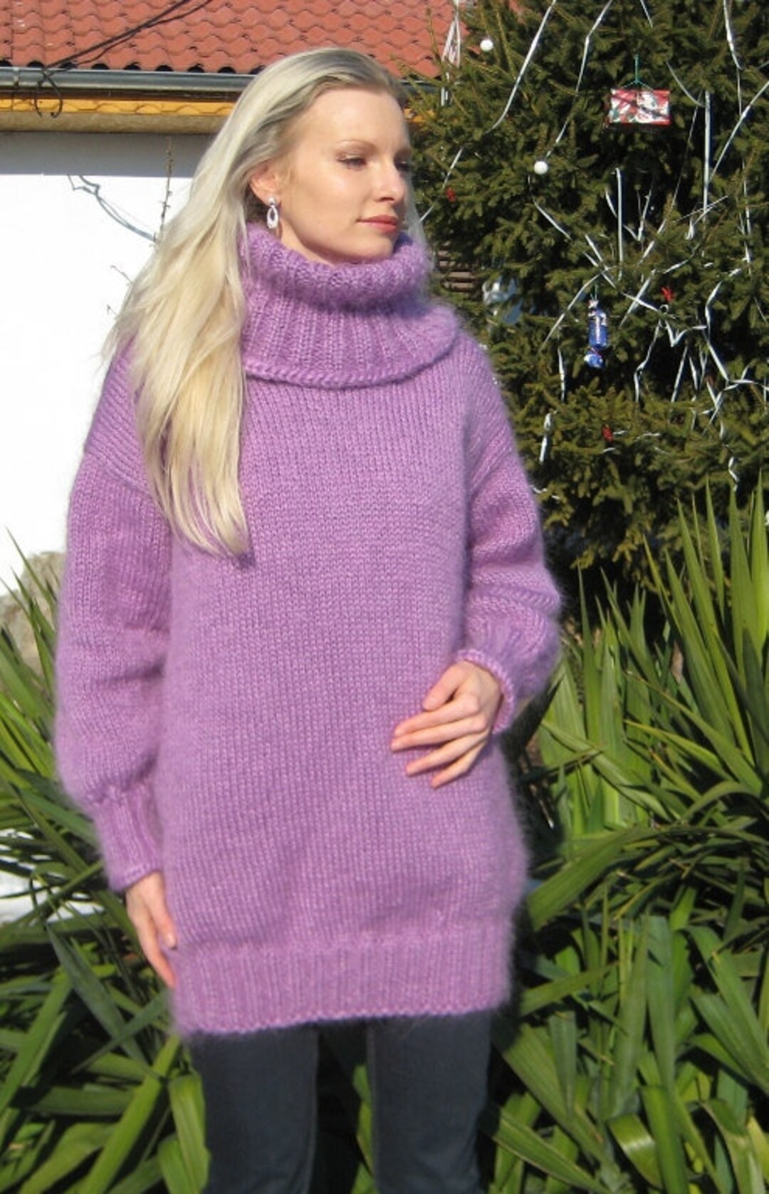 Gorgeous Purple Mohair Sweater Hand Knitted Pullover by - Etsy