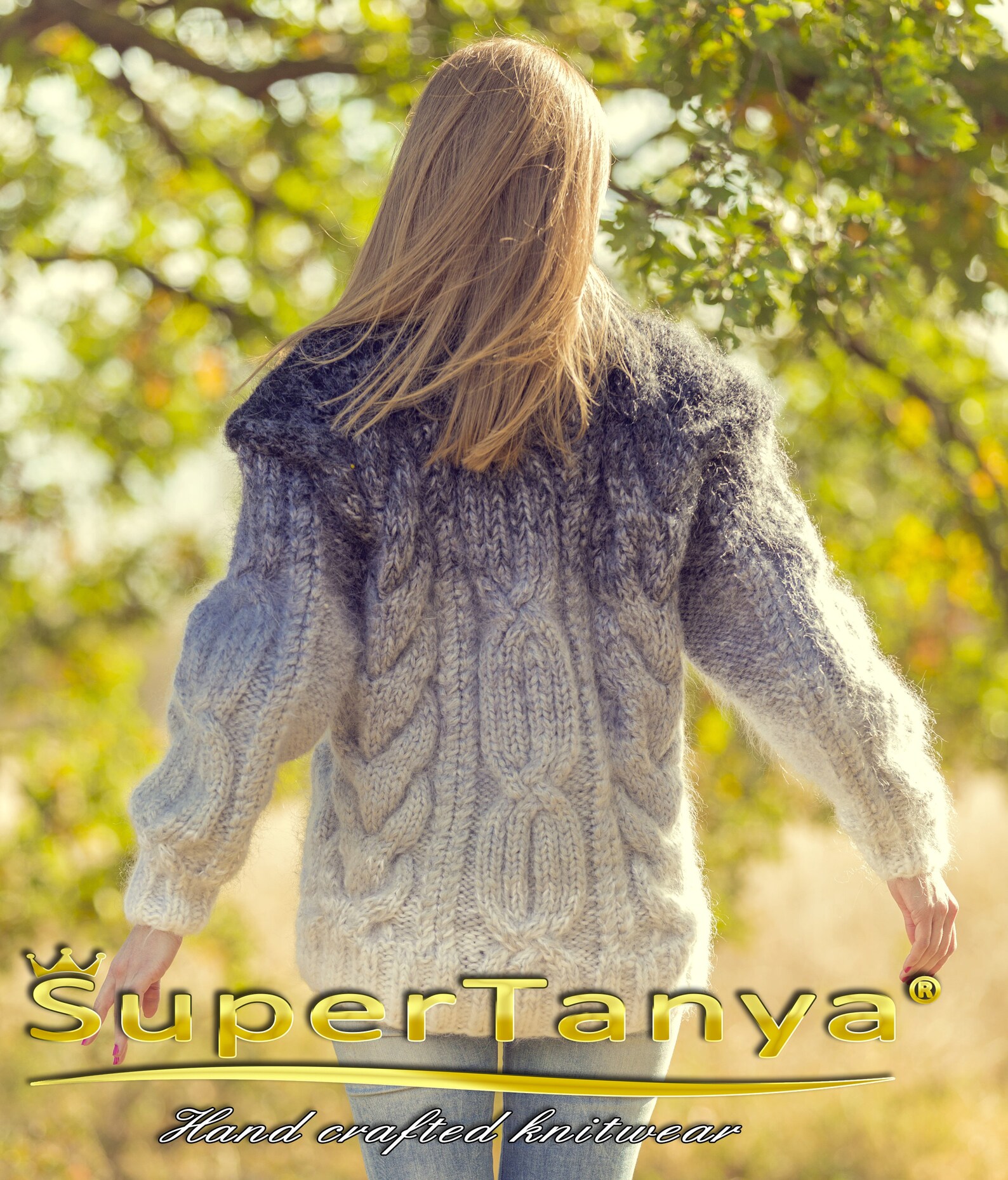 Grey mohair jacket with turtleneck collar graduating pattern Etsy