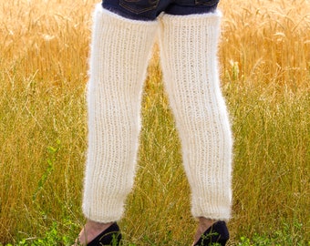 Thick long mohair leg warmers fuzzy gaiters ready to ship mohair spats SuperTanya, ONE SIZE