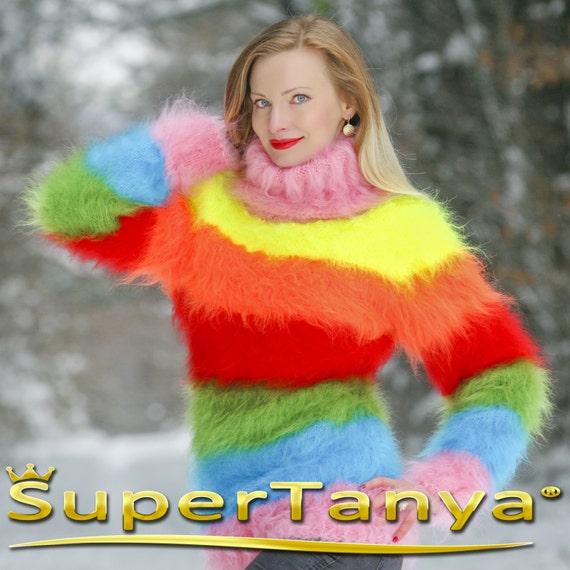 fluffy rainbow sweater