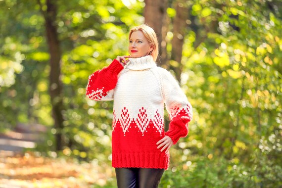 Ringelpulli Rot-weiß – Karneval, Fasching, Partypullover | Größe XL, Material: 65% Baumwolle, 35% Polyester