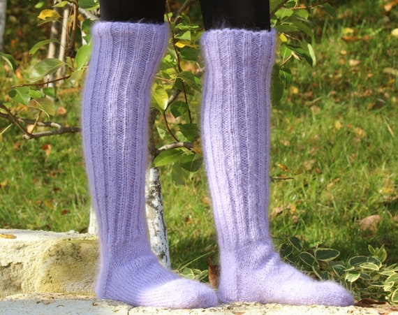 Fuzzy Long Mohair Socks Thick Leg Warmers Hand Knitted Socks by Supertanya  -  Canada