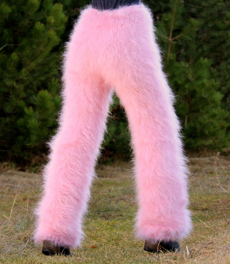 Fluffy mohair pants fuzzy trousers hand knitted leg warmers by Etsy