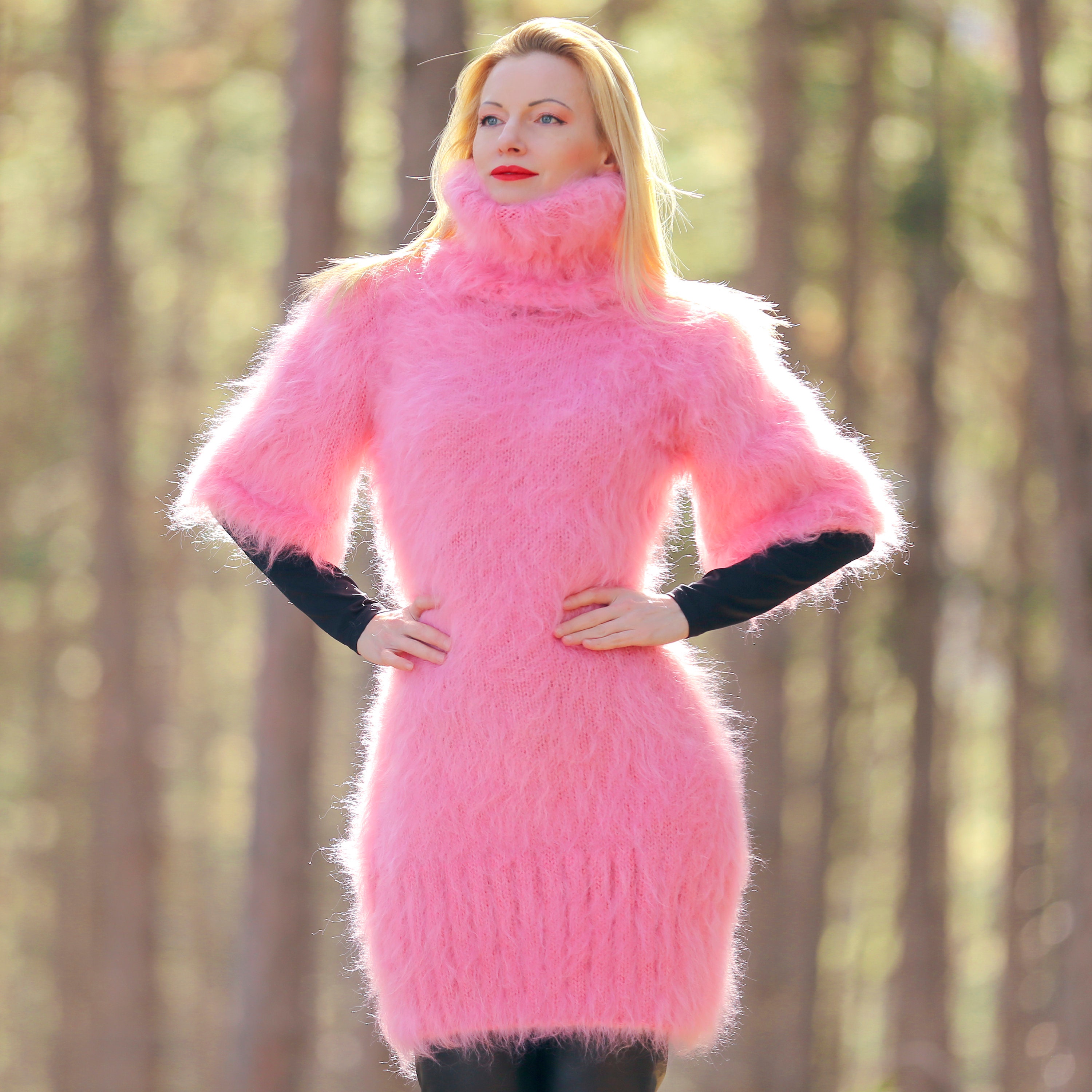 hot pink sweater dress Cheetah this knit dress combines cozy comfort with festive flair SADE LUXURY PINK SWEATER |
