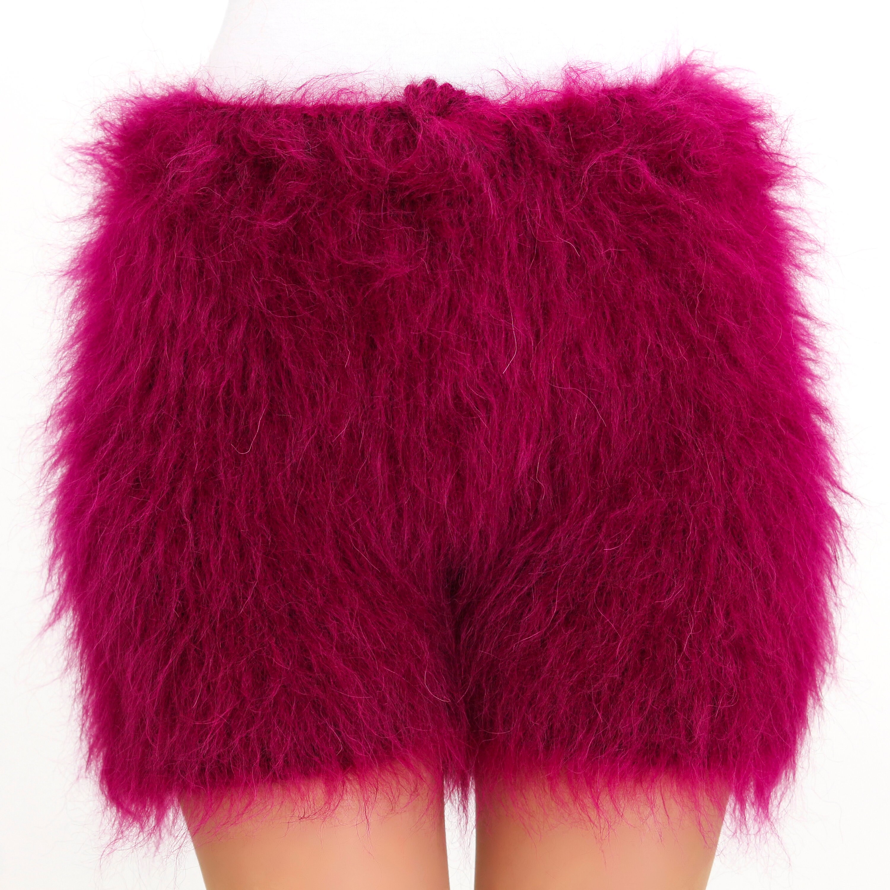 Fuzzy Purple Mohair Shorts Fluffy Short Pants by Supertanya