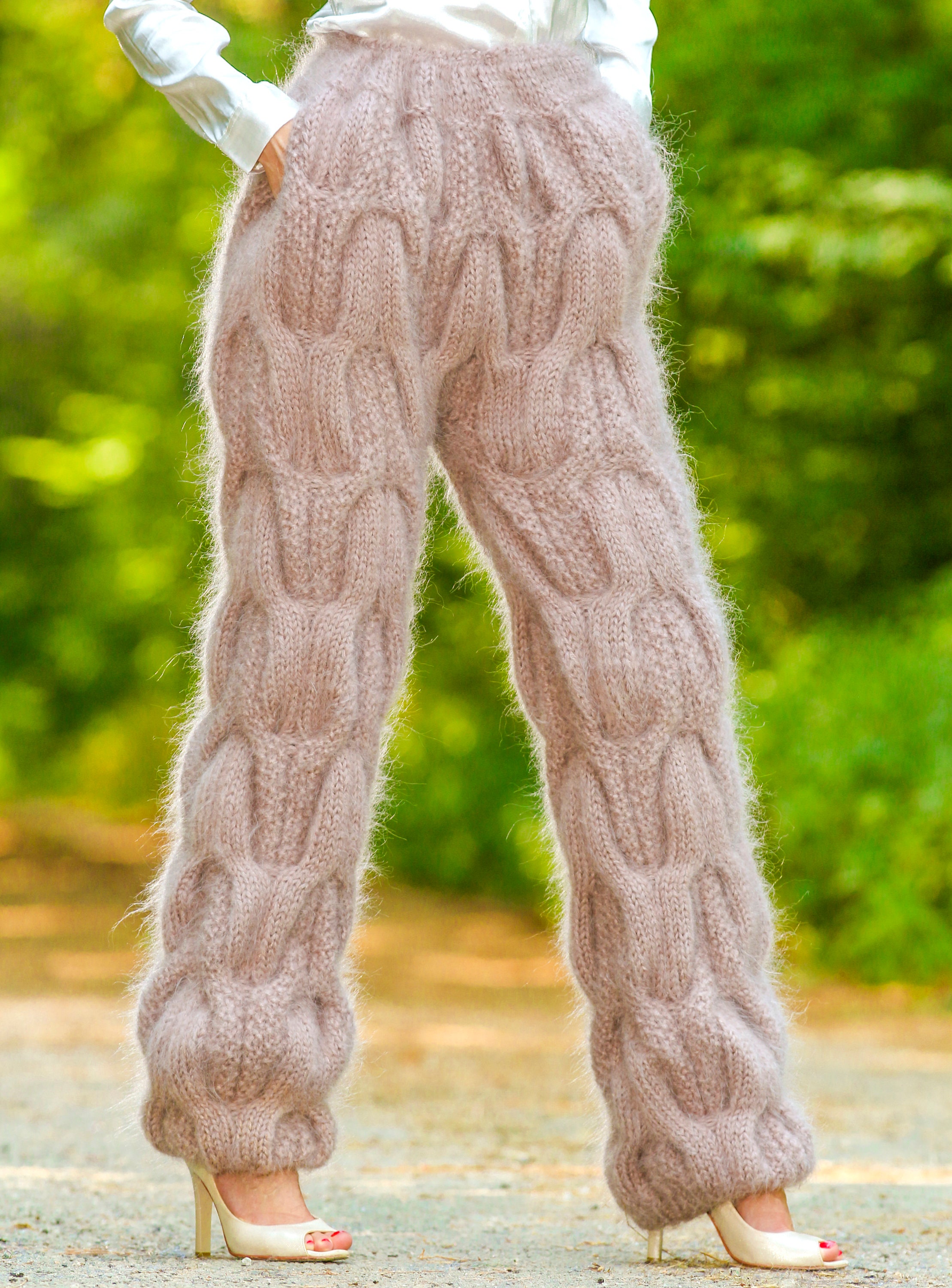 Kabel Strickhose dicke Hose Fuzzy handgestrickte flauschige Leggings von  SuperTanya - .de