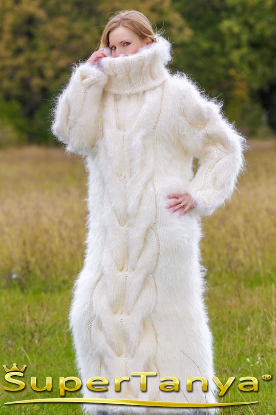 Mega Thick Fuzzy Ivory Mohair Dress Hand Knit Mohair Long Gown Warm  Handmade Fluffy Thick White Dress by Supertanya - Etsy
