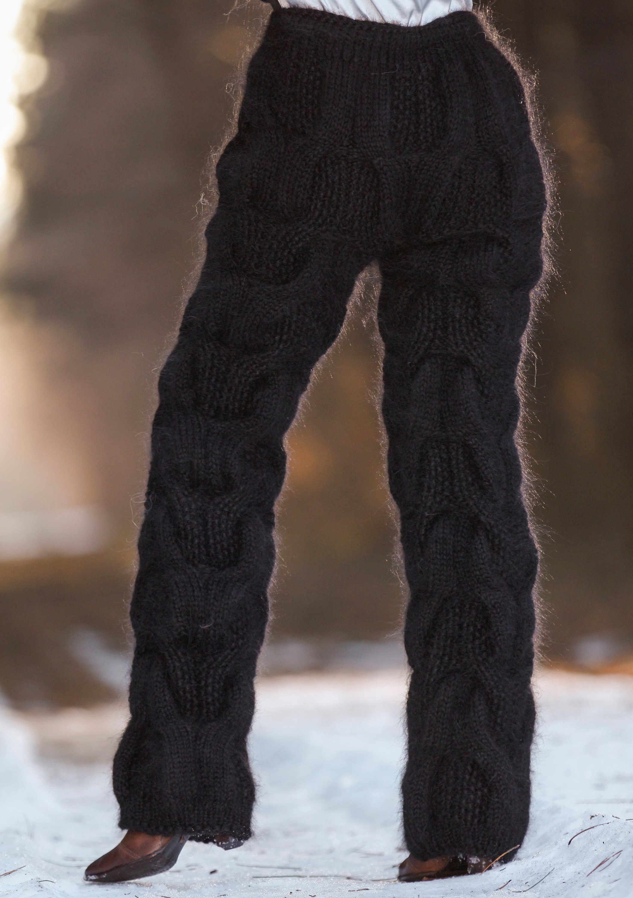 Cable knit pants thick trousers with pockets hand knitted Etsy