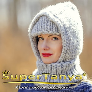 Wool balaclava hat warm winter ski cap hand knitted hat SuperTanya, MADE TO ORDER