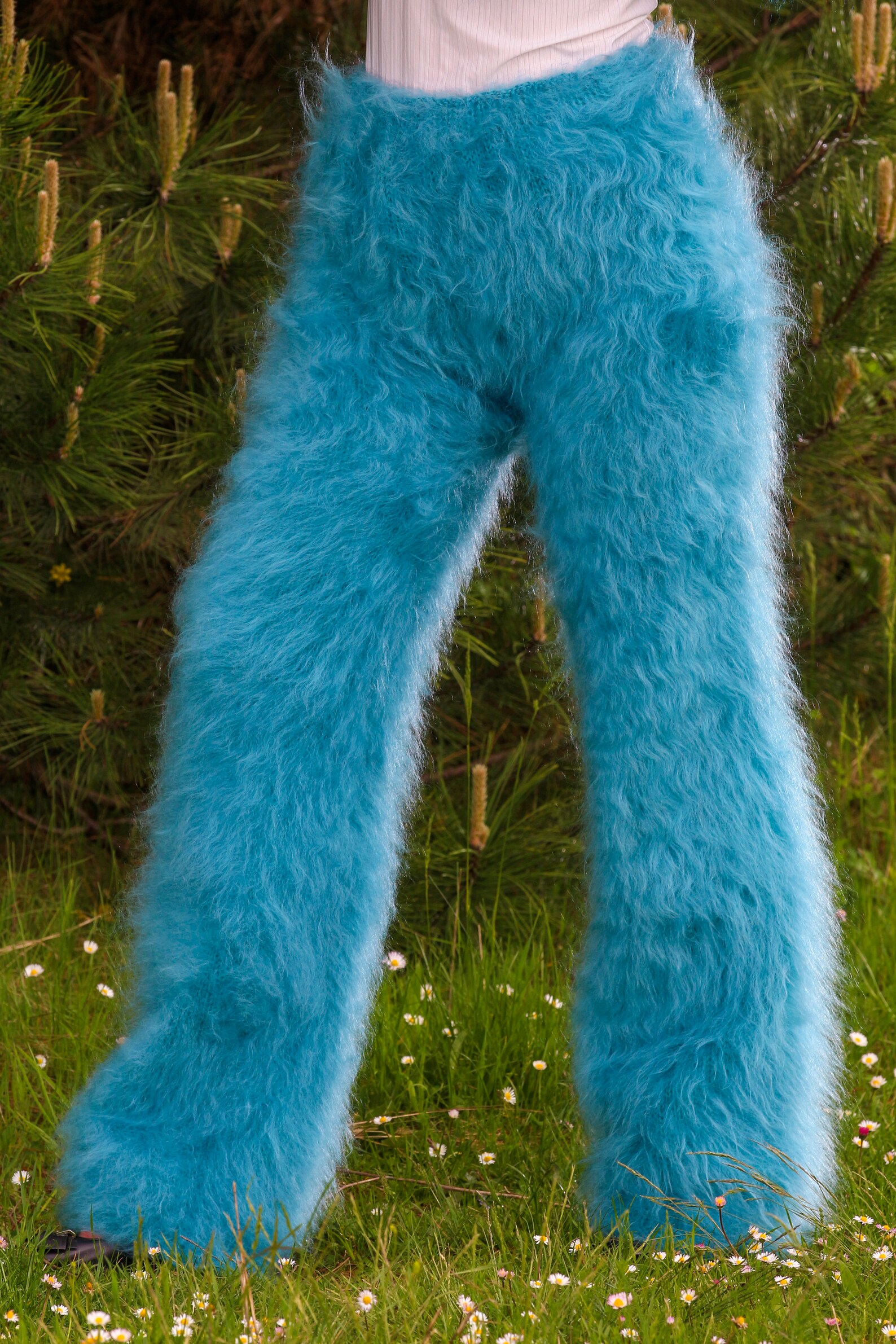 Fluffy mohair pants fuzzy trousers hand knitted leg warmers by Etsy