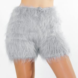 Fuzzy gray mohair shorts fluffy short pants by SuperTanya - ready to ship, one size