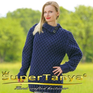 Merino wool sweater hand knitted pullover designer jumper by SuperTanya * Made to Order*